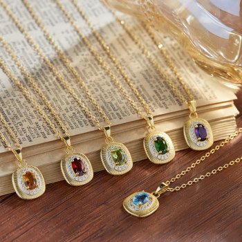 Multi-colored Gemstone Pendant Necklace Set In S925 Sterling Silver With Natural Colored Gemstones